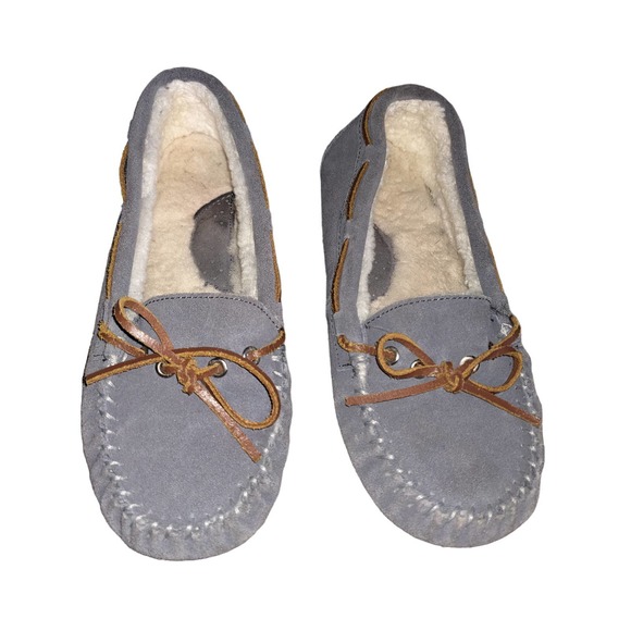 Cloud nine genuine sheepskin/leather gray driving moccasin- hard sole - Picture 1 of 5